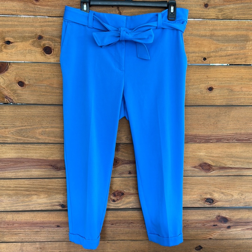 LOFT The Devin slim  Blue Ankle Pants with Waist Bow size 8 petite classic